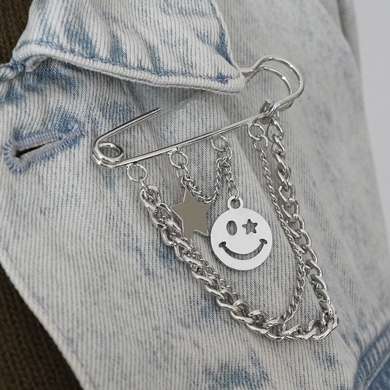 Star Smiley Face Brooch Suit Accessories Trendy Personality Temperament