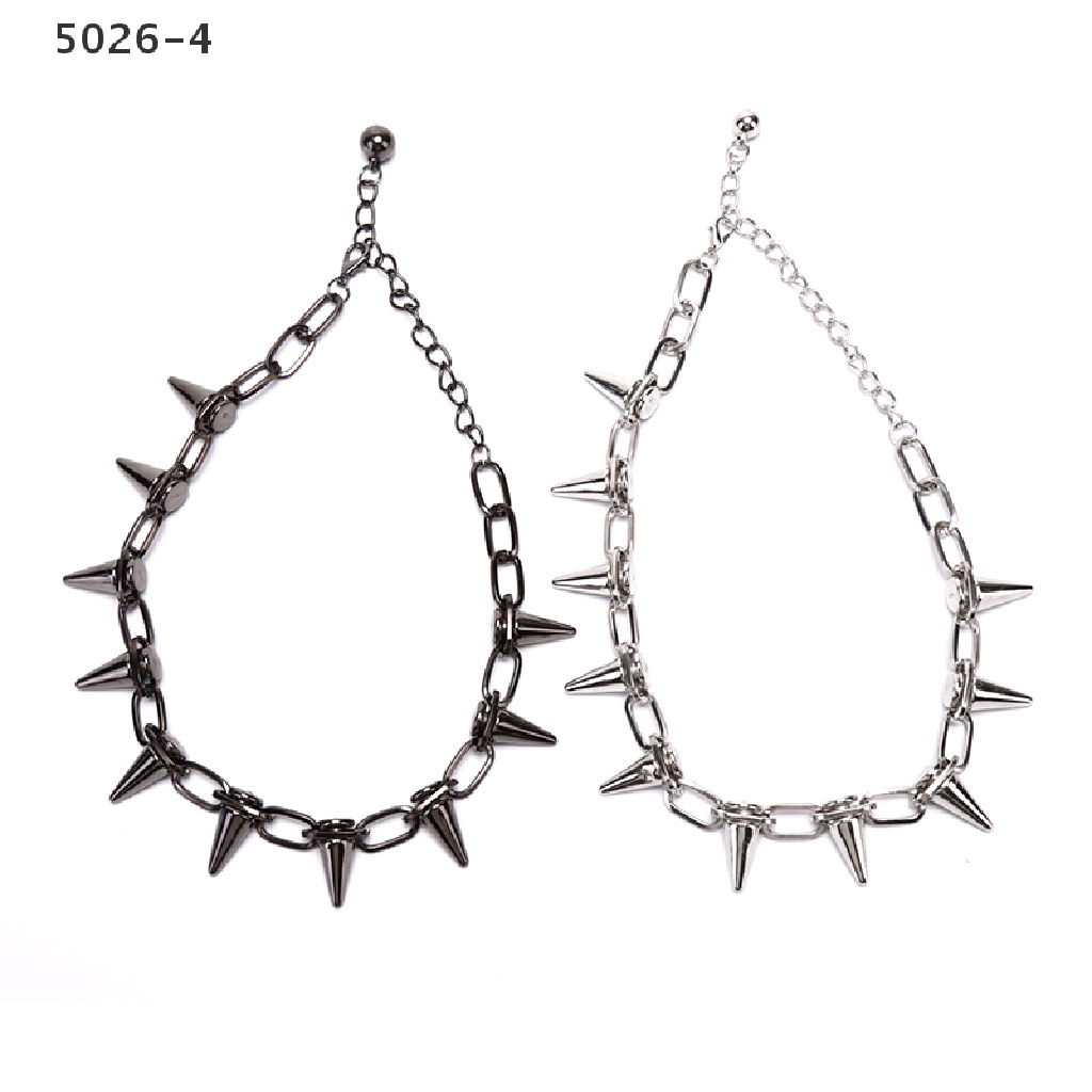 5026-4 New Spike Rivet Punk Collar Necklace Goth Rock Biker Link Chain Choker Jewelry 5026-4