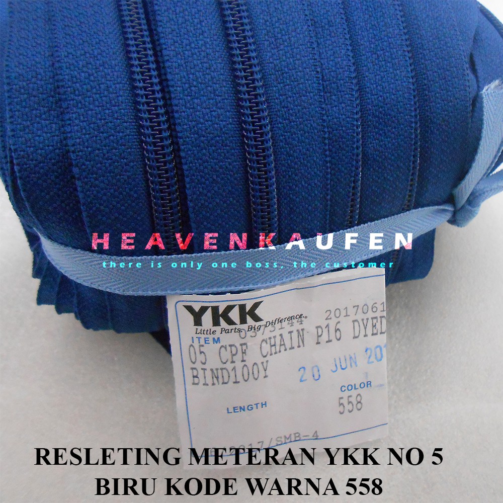 Resleting Zipper YKK Warna Biru Meteran No 5