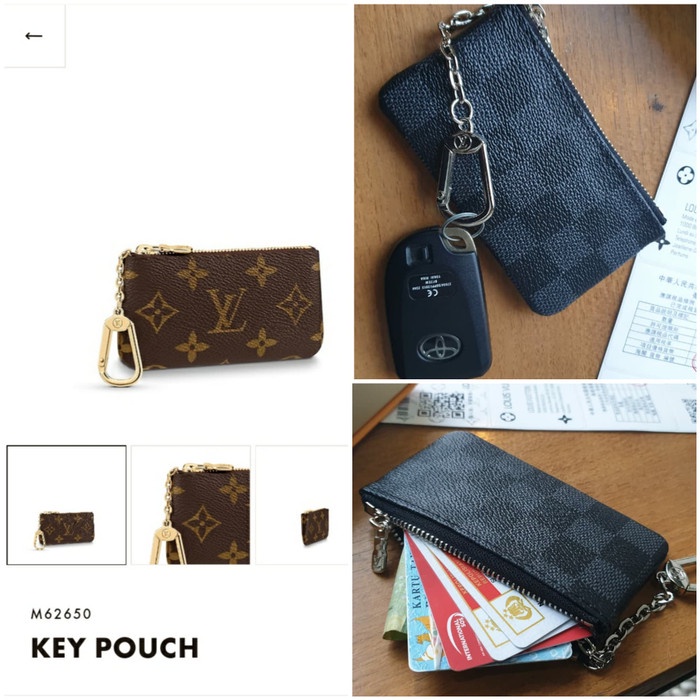 E0440F Lv Key Pouch/Gantungan Kunci Mobil Motor Lv/Dompet Kartu/ - Damier Graphite Fv0101