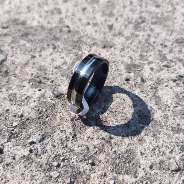 Cincin couple Hitam Titanium Stainless steel list dalam anti karat selamanya Fashion Ring