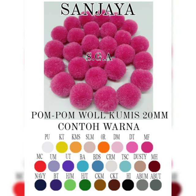 POM POM BOLA / POM POM WOL GLITER KUMIS / POM POM WARNA WARNI / POM POM AKSESORIS / POM-POM WOL KUMIS 20MM