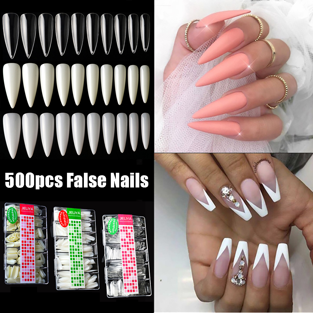 Mxbeauty 500pcs / Set Kuku Palsu Ultra Tipis Bentuk Oval Bahan Akrilik Untuk Nail Art / Manicure
