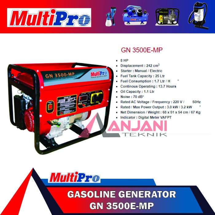 MESIN GENSET LISTRIK BENSIN 3000 WATT 3 KW MULTIPRO GN 3500 E-MP GENERATOR 3000WATT 3KW GN3500 3500E