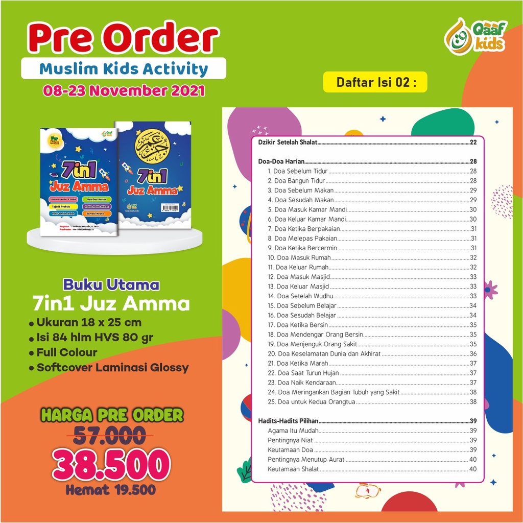 Buku Juz Amma Anak 7in1 + Bonus  Buku Muslim Kids Activity