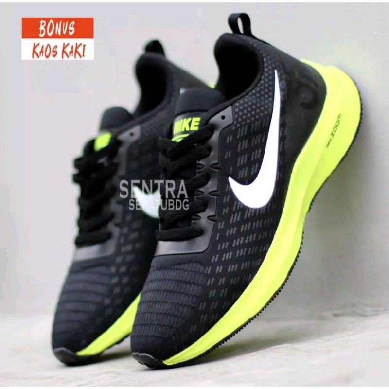 Sepatu Nike Zoom Running Pegasus Turbo 35 React Sport Men Hitam Putih Hijau High Bunglon11