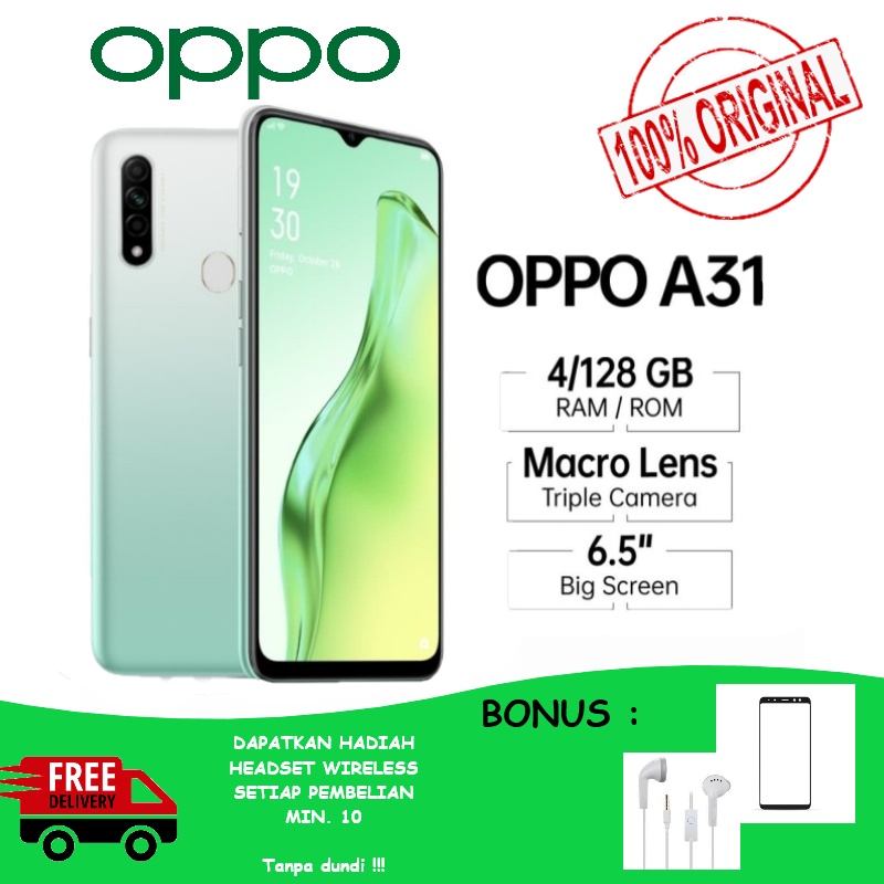 HP OPPO Smartphone type A31 RAM 6/128 GB murah BERGARANSI