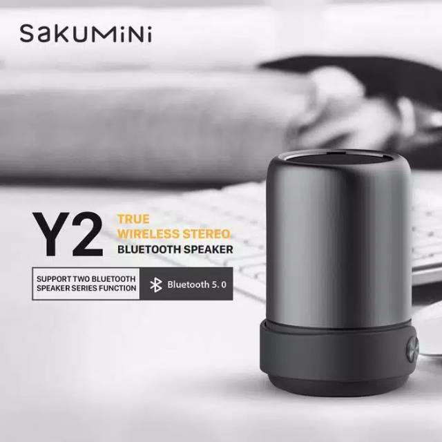SAKUMINI Y2 MINI PORTABLE BLUETOOTH SPEAKER STEREO V5.0 - Abu-abu