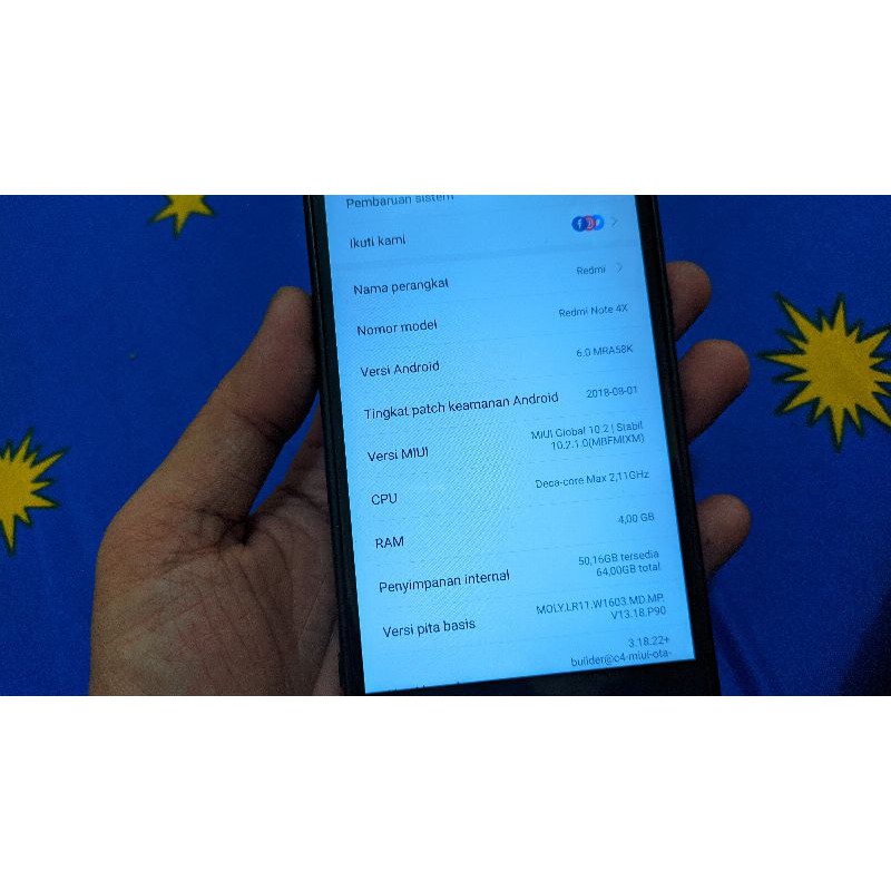 Redmi Note 4x Mediatek 4/64 minus lcd