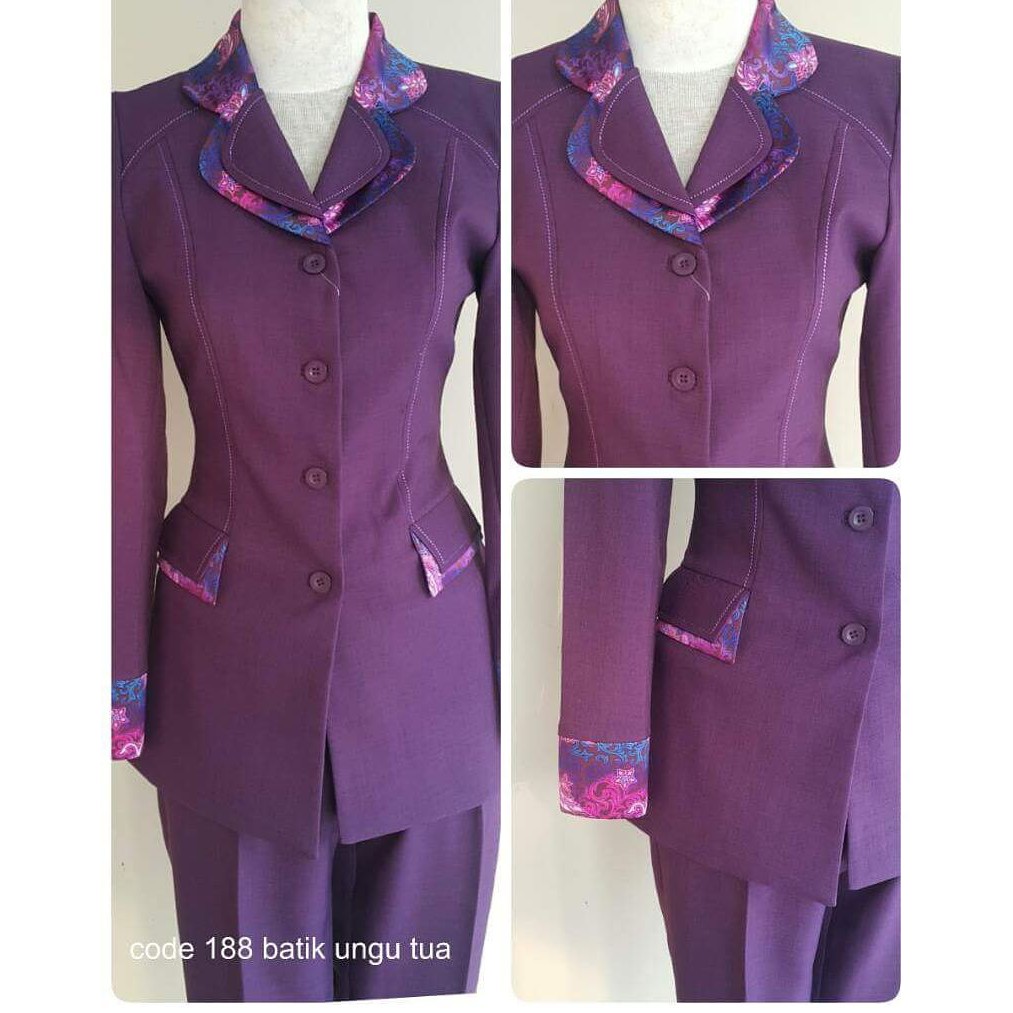 Setelan baju blazer/Exclusive blazer wanita warna ungu tua kode 188