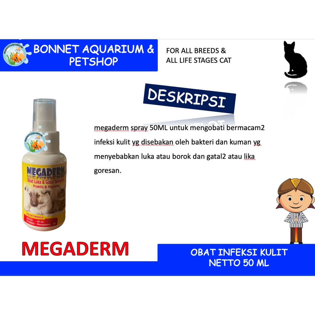Megaderm Semprot / Obat kucing anjing luka dan gatal 50ML