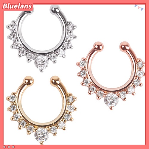 Bluelans 1 Pc U-shape Non Piercing Fake Clip On Septum Clicker Nose Ear Lip Ring Hoop