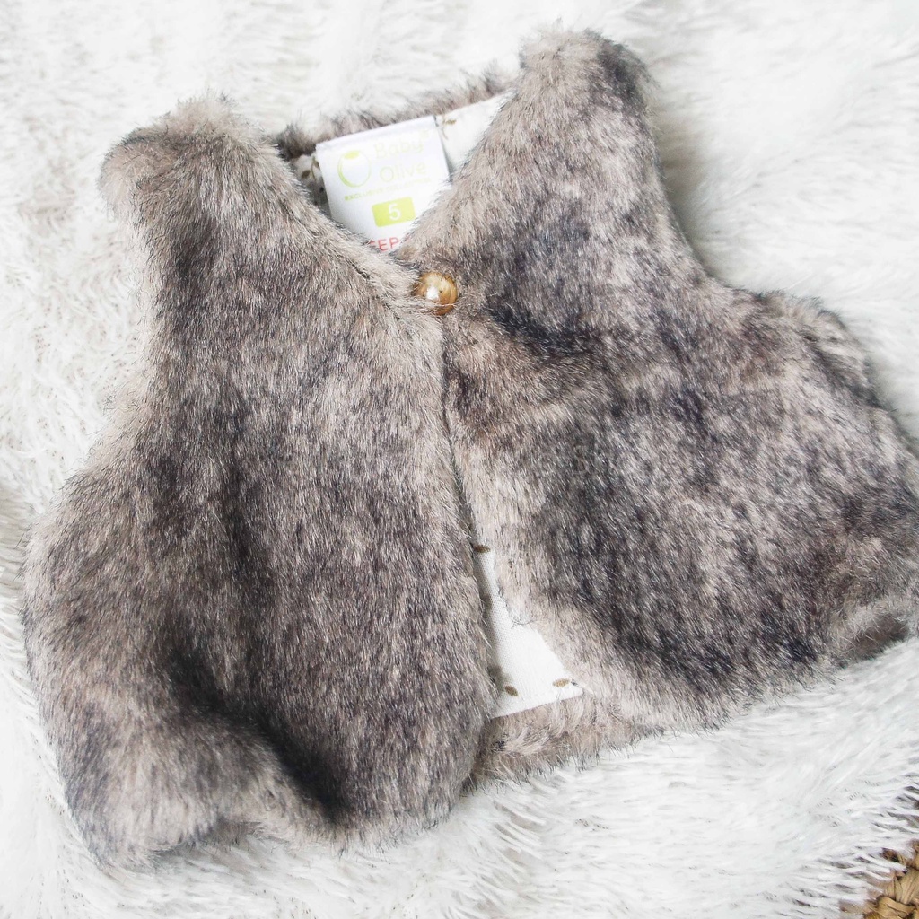 BABY OLIVE Rompi Bulu Grey - Baju Anak