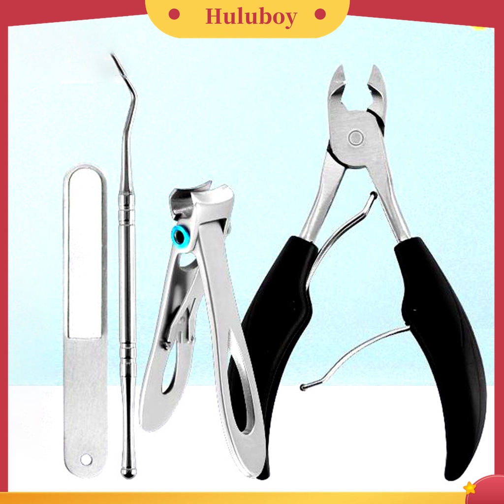 Huluboy Huluboy♡ 4pcs / Set Alat Pemotong Kuku Kaki Bahan Stainless Steel Untuk Manicure