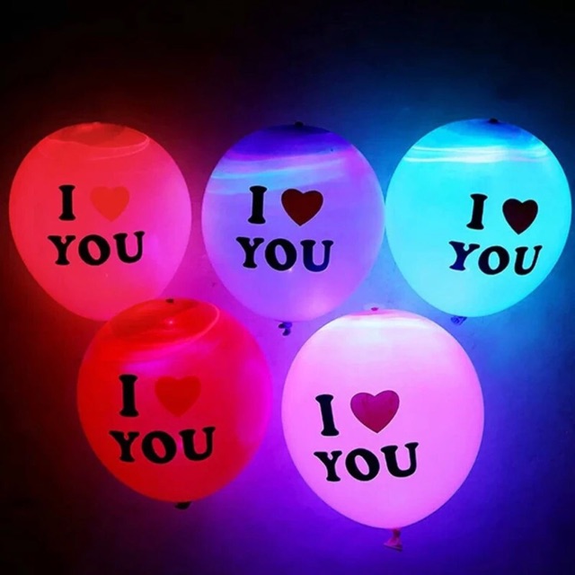 Balon LED I pak motif I love you warna warni