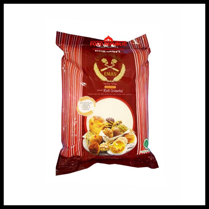 

Tepung Cakra Kembar Oriental 5 Kg - Tepung Roti Bogasari Halal Premium