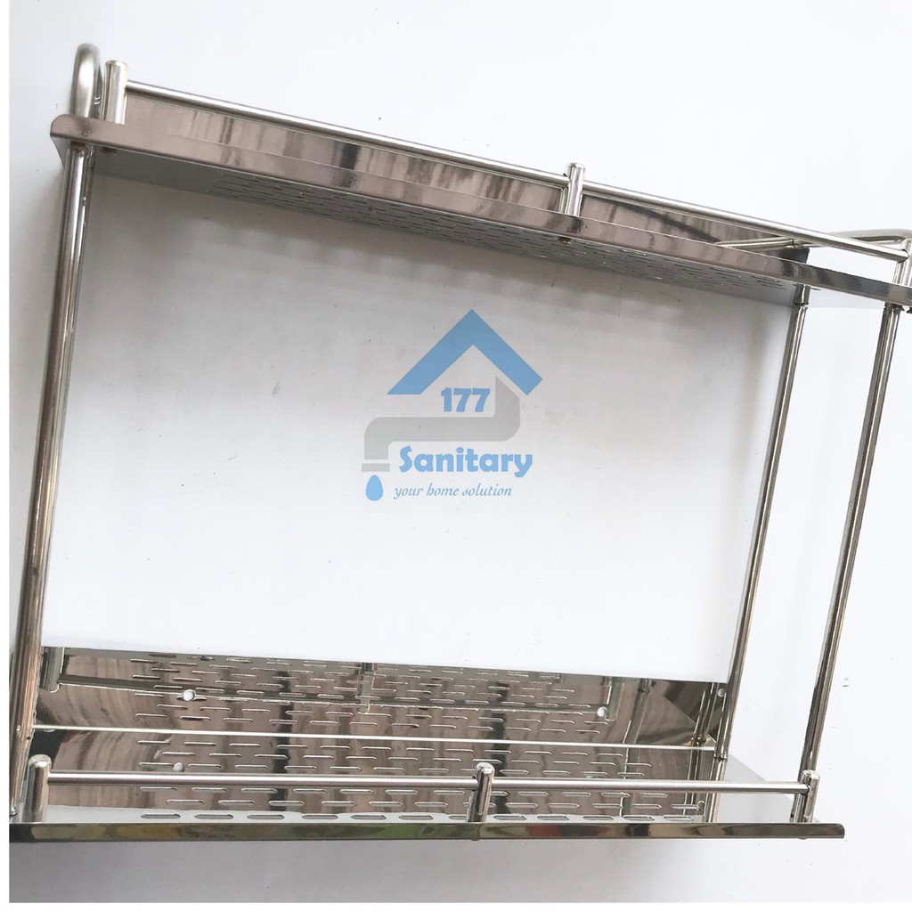 Rak 2 persegi Susun Stainless Murah 40-Tempat Sabun Shampo double rak Kamar Mandi tempat bumbu Dapur kitchen rack /A46