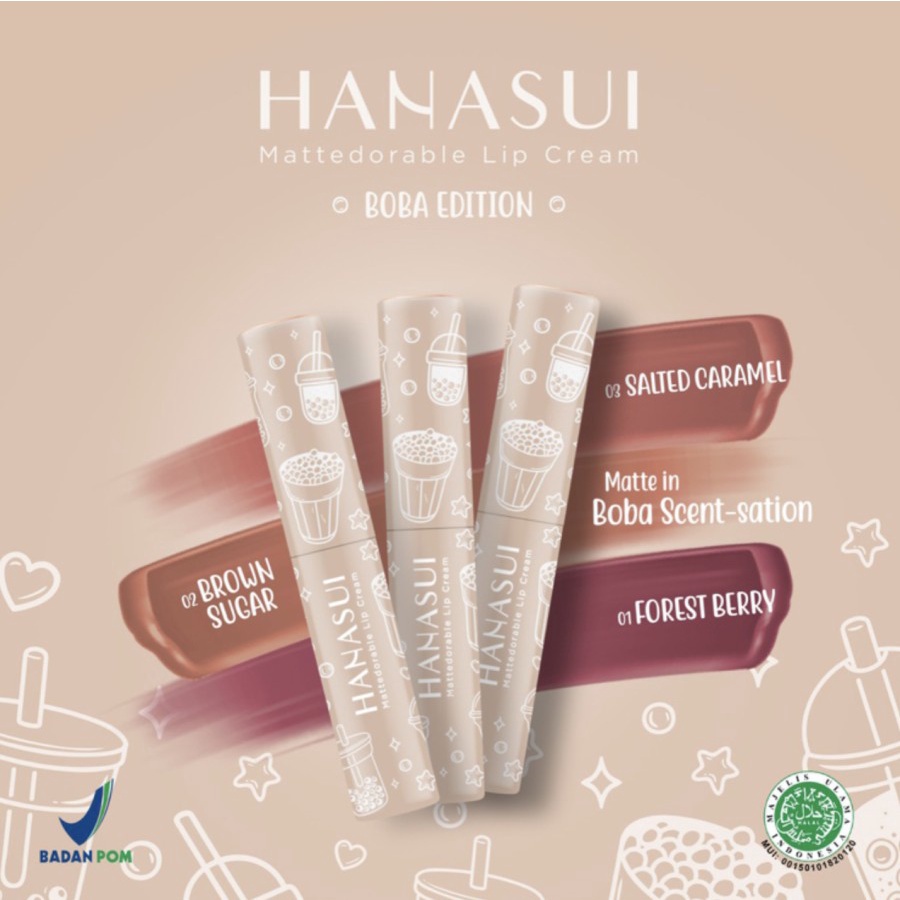 Hanasui Mattedorable Lip Cream Boba Edition 4gr Lipstik - 02.BROWN SUGAR