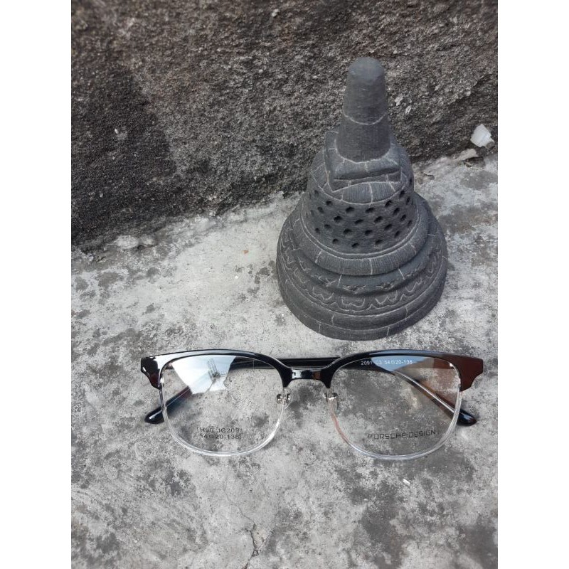 Frame kacamata cowok cewek keren P2091 dengan lensa photocromic photogrey