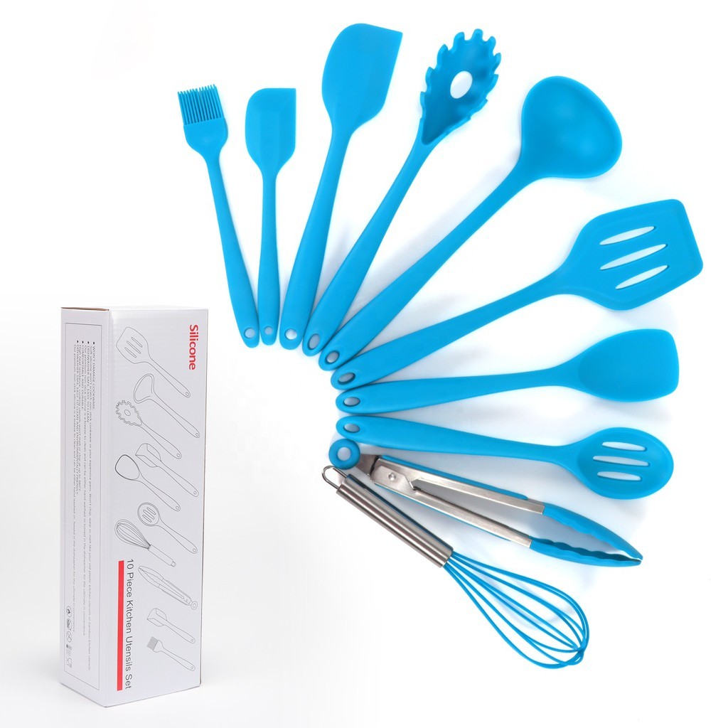 Sutil Silikon Utensil Set 10 Pcs Spatula Tahan Panas Peralatan Masak