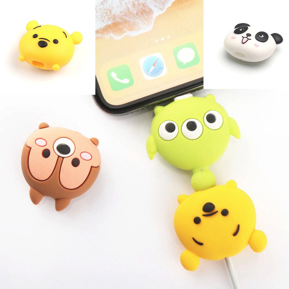 OVERFLOWS.ID [ Part 1] Cable Bite Pelindung Ujung Kabel Cable Casing Protector Tsum Tsum Kartun Lucu