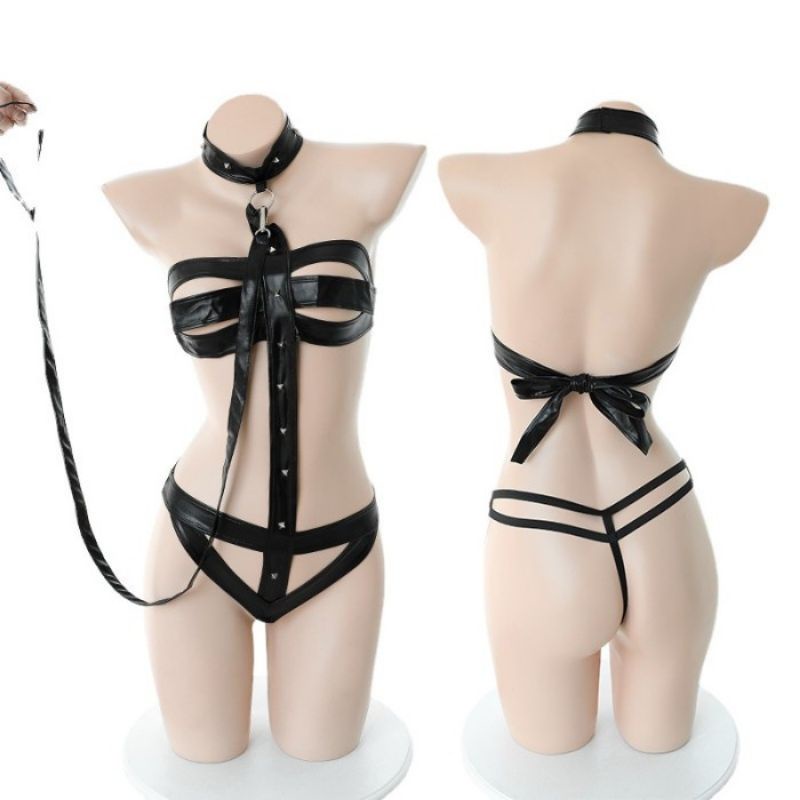 Sexy Lingerie Sexy Latex Women Leash with Rope