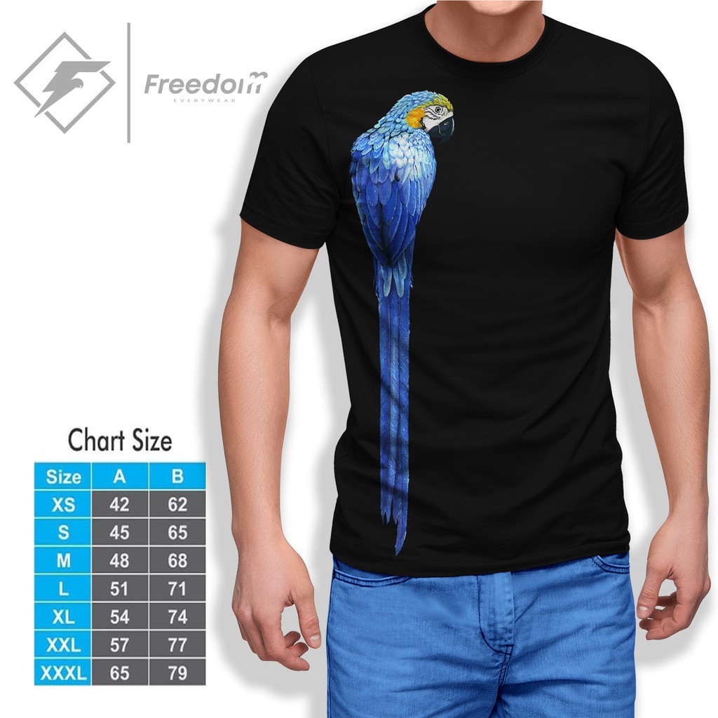 KAOS GAMBAR BURUNG MACAW BLUE N GOLD BNG