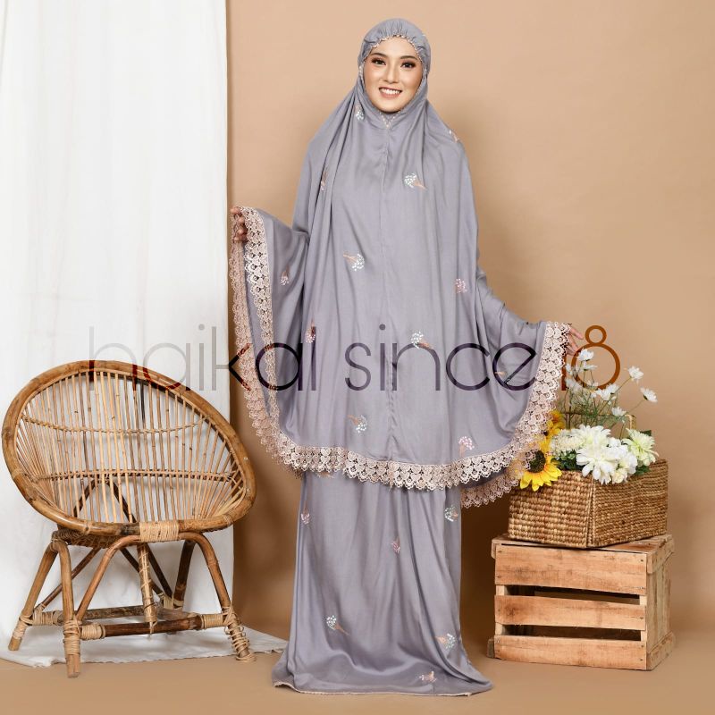 MUKENA DEWASA / MUKENA RAYON / MUKENA BORDIR BUNGA DANDELION