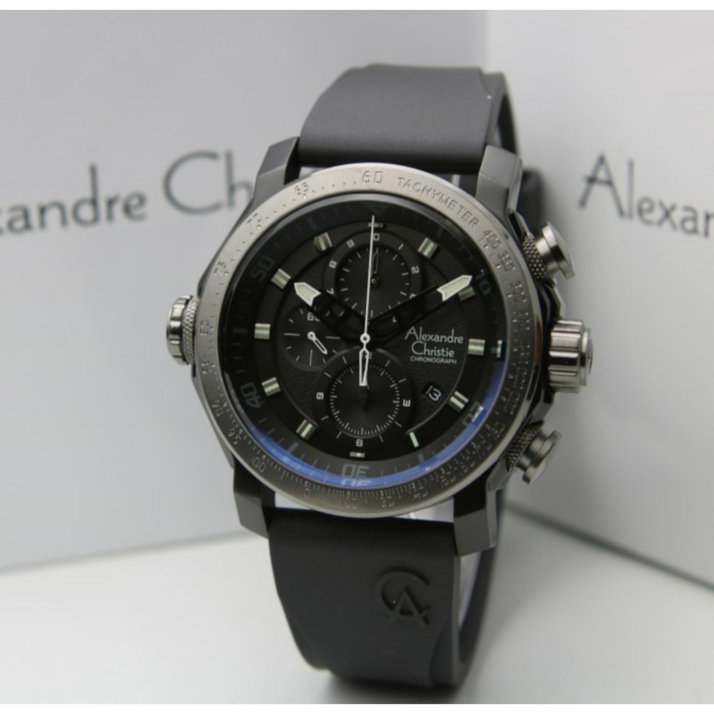 Alexandre Christie AC6565 Original Jam Tangan Pria Rubber Full Black