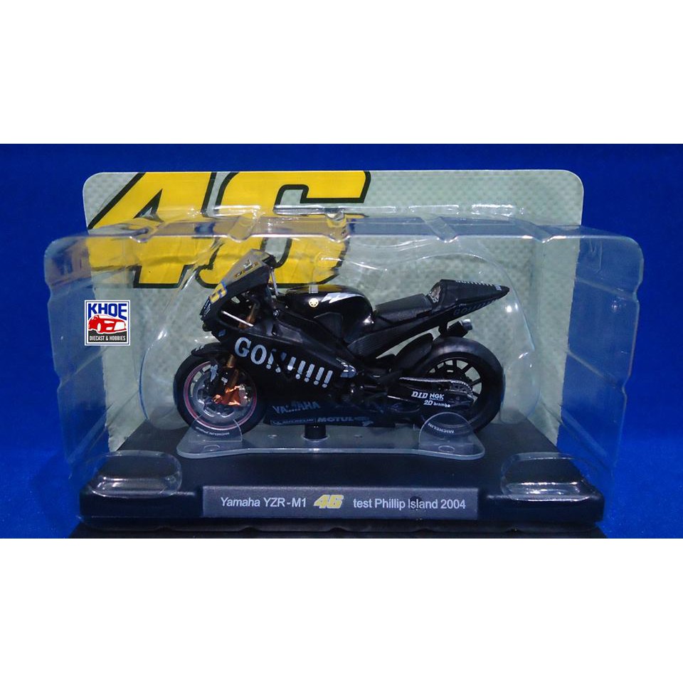 Diecast Miniatur Motor Yamaha YZR M1 Test Phillip Island 2004 Skala 18 By Leo Model
