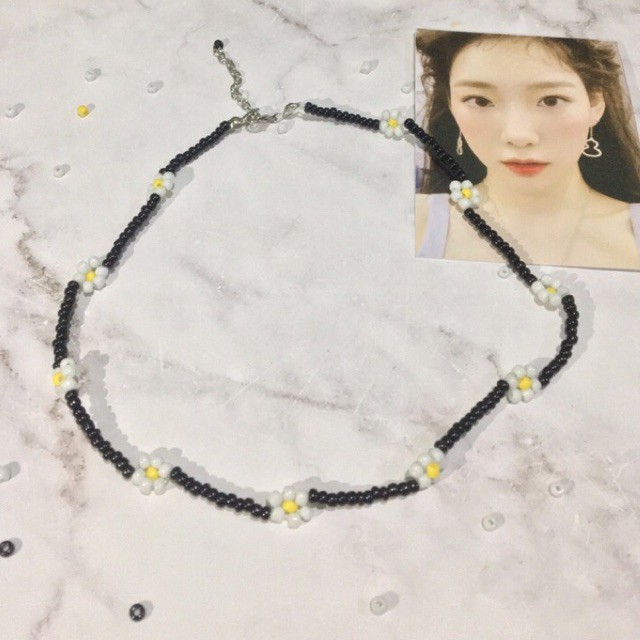Kalung taeyeon SNSD necklace taeyeon beads choker taeyeon daisy chocker taeyeon