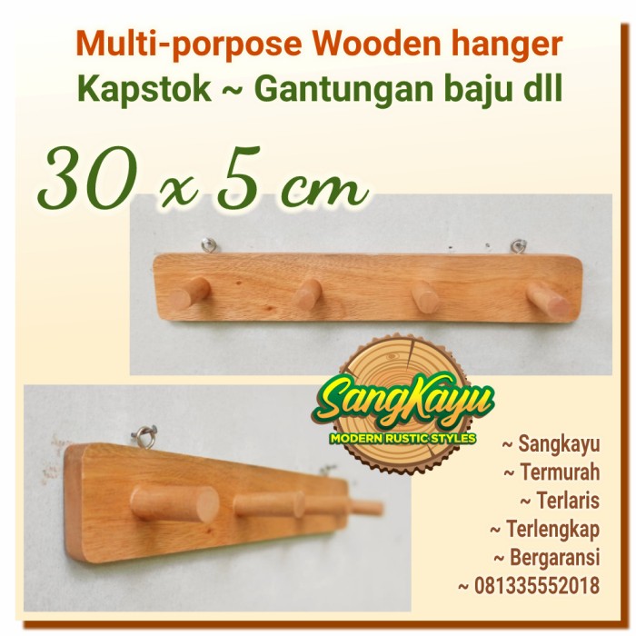 Gantungan baju serbaguna kapstok kayu 30x5 Multi-porpose Wooden hanger