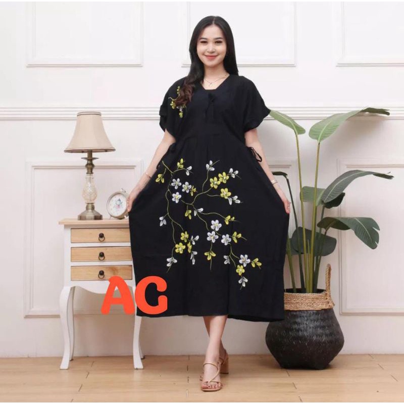 DASTER KIMONO TERBARU DRESS LUKIS MOTIF BUNGA SAKURA RAYON TEBAL JUMBO