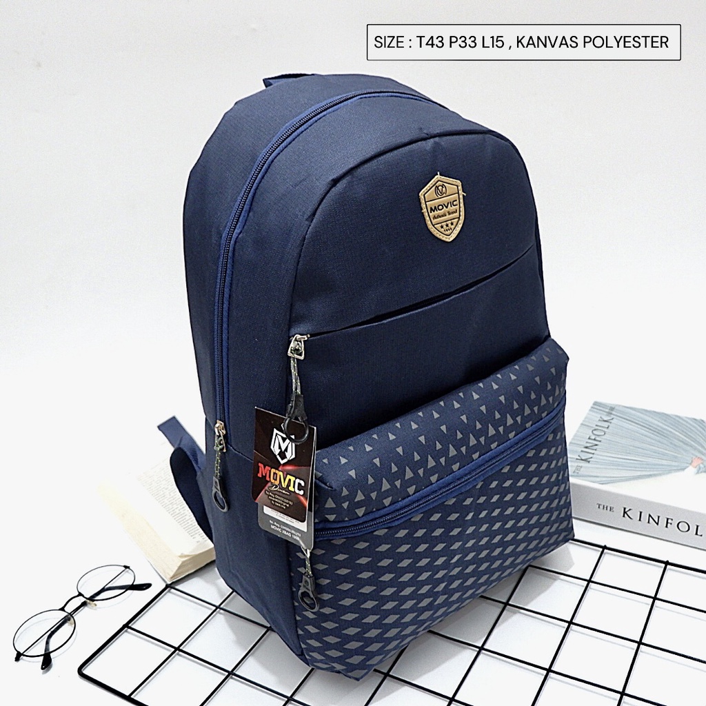 (NEVSET BAG) ransel sekolah menengah mahasiswa kampus bahan kanvas banyak ruang gesper wanita pria unisex