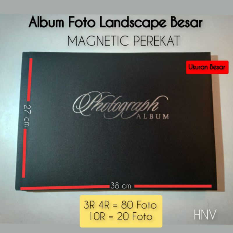 Album Foto Tempel Magnetic Besar Landscape Ukuran Lebar 10R 4R 3R Black