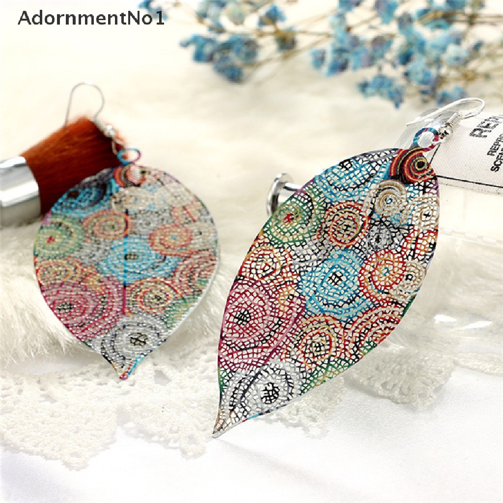 (AdornmentNo1) Anting Tusuk Gantung Desain Daun Gaya Boho / Etnik Untuk Wanita