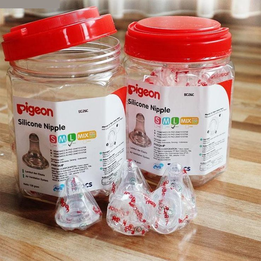 Dot Pigeon Silicone Nipple Dot Bayi Botol Susu Satuan size SML