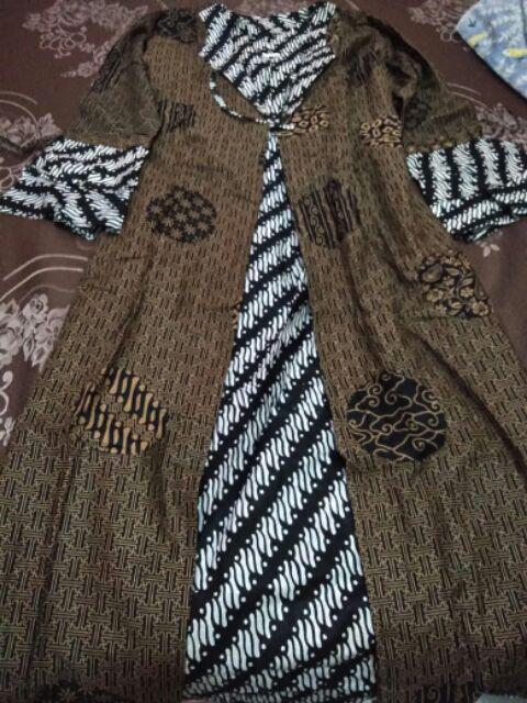 Sm Go Gamis Batik Cardi Lonceng Lawasan Coklat Busui Ld 105/110/120
