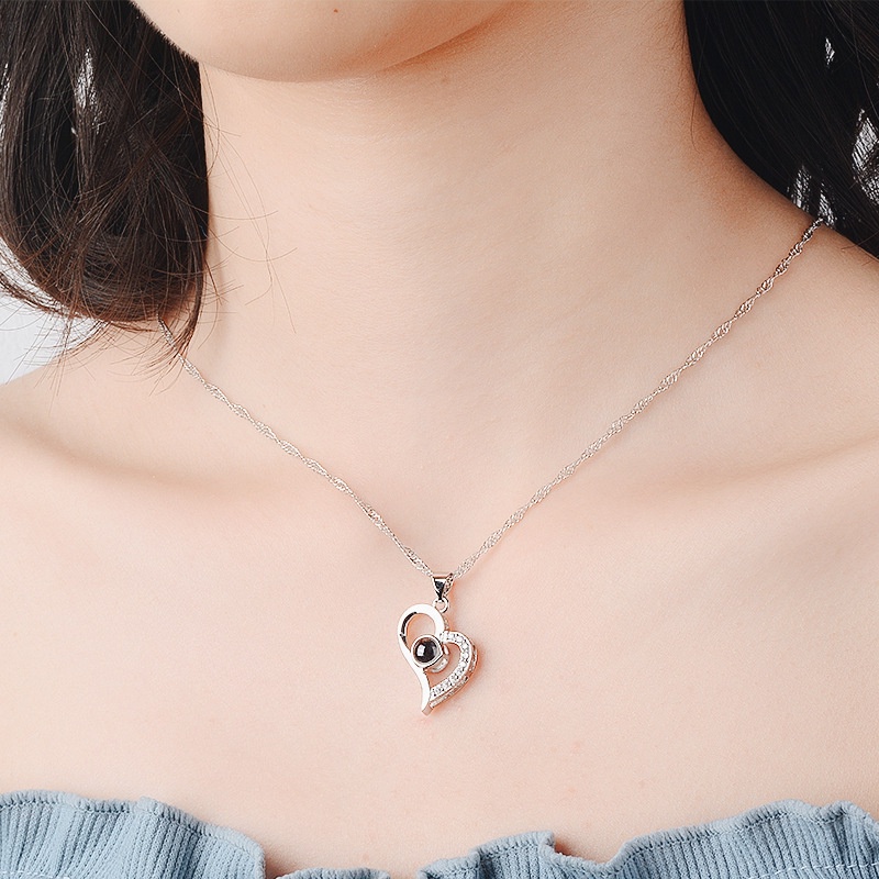[Ready Stock]Fashion Simple 925 Silver Plated Heart-Shaped Diamond Necklace