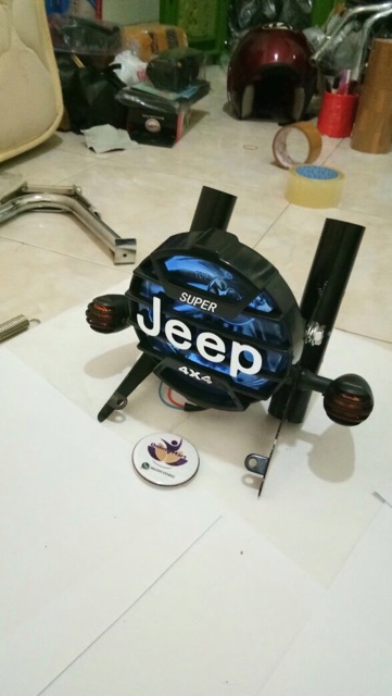 lampu jeep plus breket hitam plus sen variasi rx king mega pro cb vixion gl pro gl max