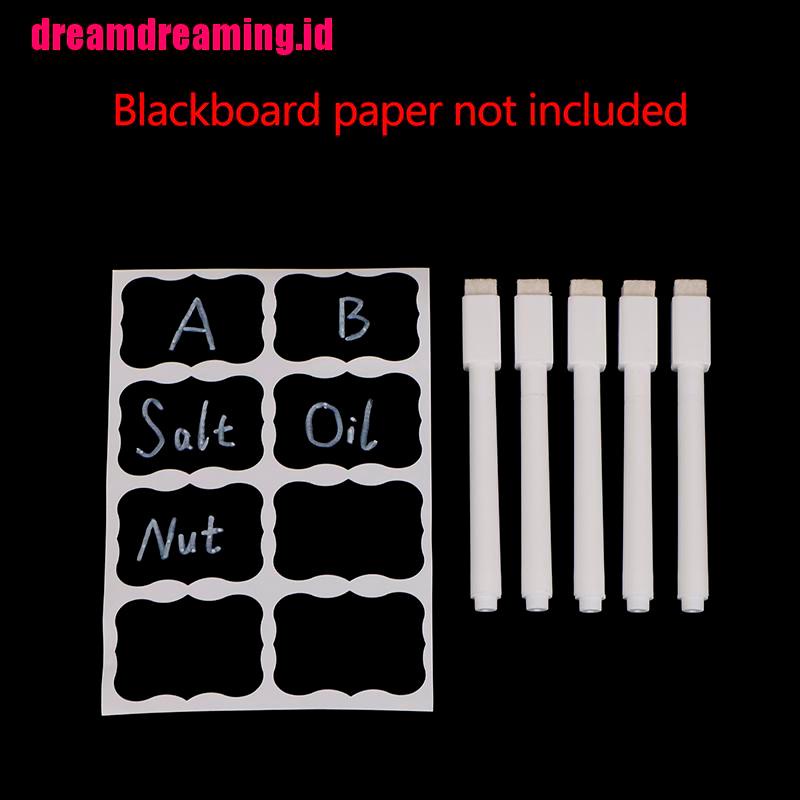 5pcs / set Spidol Kapur Cair Warna Putih Dapat Dihapus Untuk Papan Tulis / Kaca