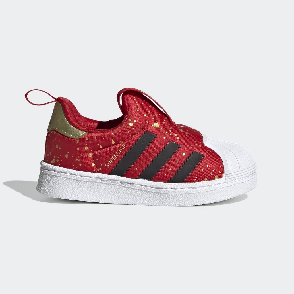 ADIDAS SUPERSTAR KIDS 360 RED/ BLACK / GOLD DOT BNWB