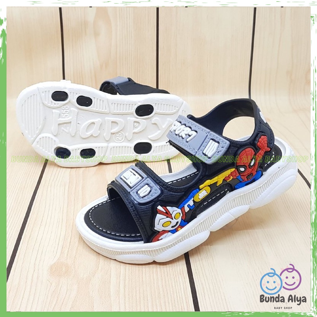 Sendal Anak Laki IMPORT Usia 1 2 Tahun ABU Model Tali Velcro - Sepatu Sandal Anak Model Keren Bahan Karet Elastis Anti Licin Nyaman Dipakai Size 21 - 30