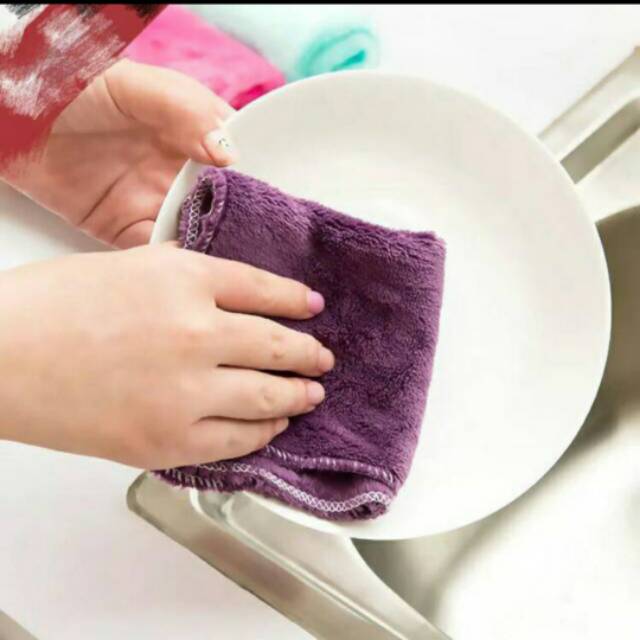 Best Seller ! HANDUK MINI KAIN LAP SERBAGUNA Dapur Serap Air WARNA RANDOM MICROFIBER