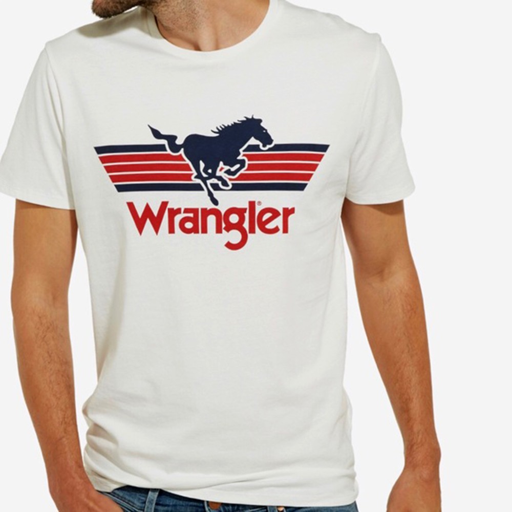 Kaos Wrangler | Kaos Pria | Retro Wild Horse Putih | KWPRWH - 02