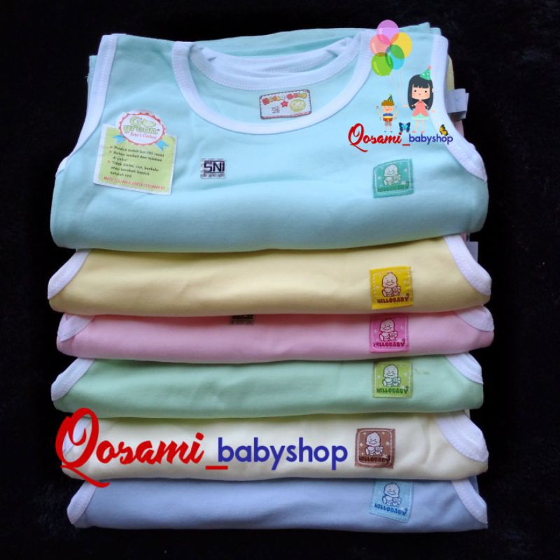 HELLO BABY 3 pcs Kaos Buntung Bayi Polos Uk S, M ,L, XL SNI