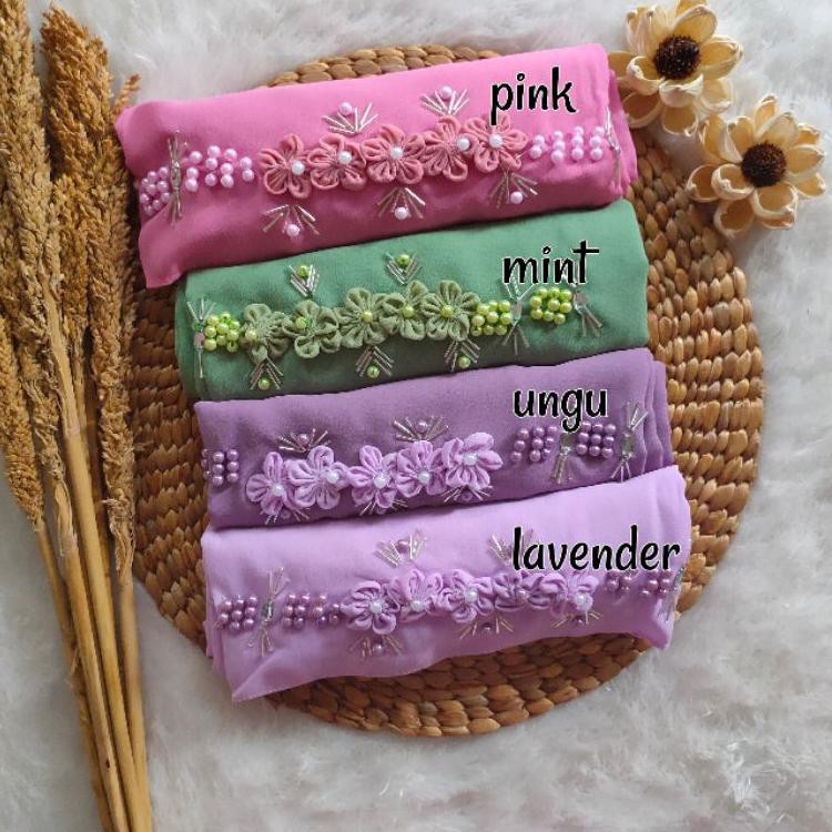 [5.5] PASHMINA PAYET MUTIARA PASHMINA BUNGA YUZI HIJAB PASMINA PAYET PASHMINA TALI CERUTY BABYDOL