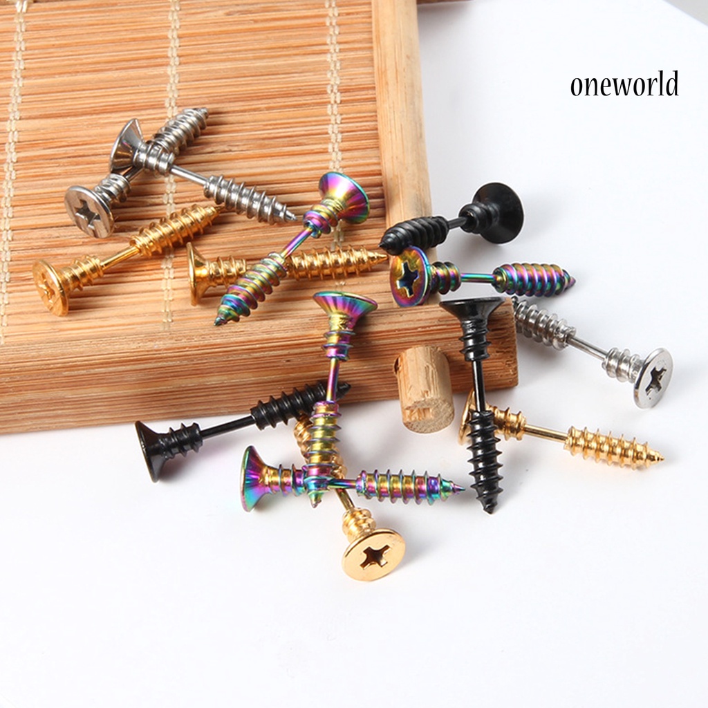 OW# Funny Screw Shape Ear Studs Cool Double-Sided Earrings Fashion Jewelry Gift