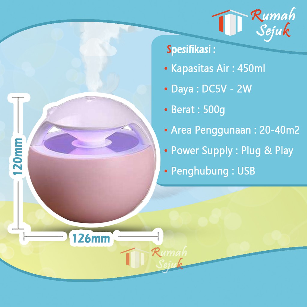 RS - Air Humidifier Diffuser Aromaterapi Alat Pengharum Ruangan Difuser Disfuser Unik Lucu RS-H8 Humdifier Purifier Difusser Defuser Humidifer Humadifier Humudifier Dispuser Humifider Portable Mobil Car Uap Hiasan Kamar Lampu LED Free Gratis Oil