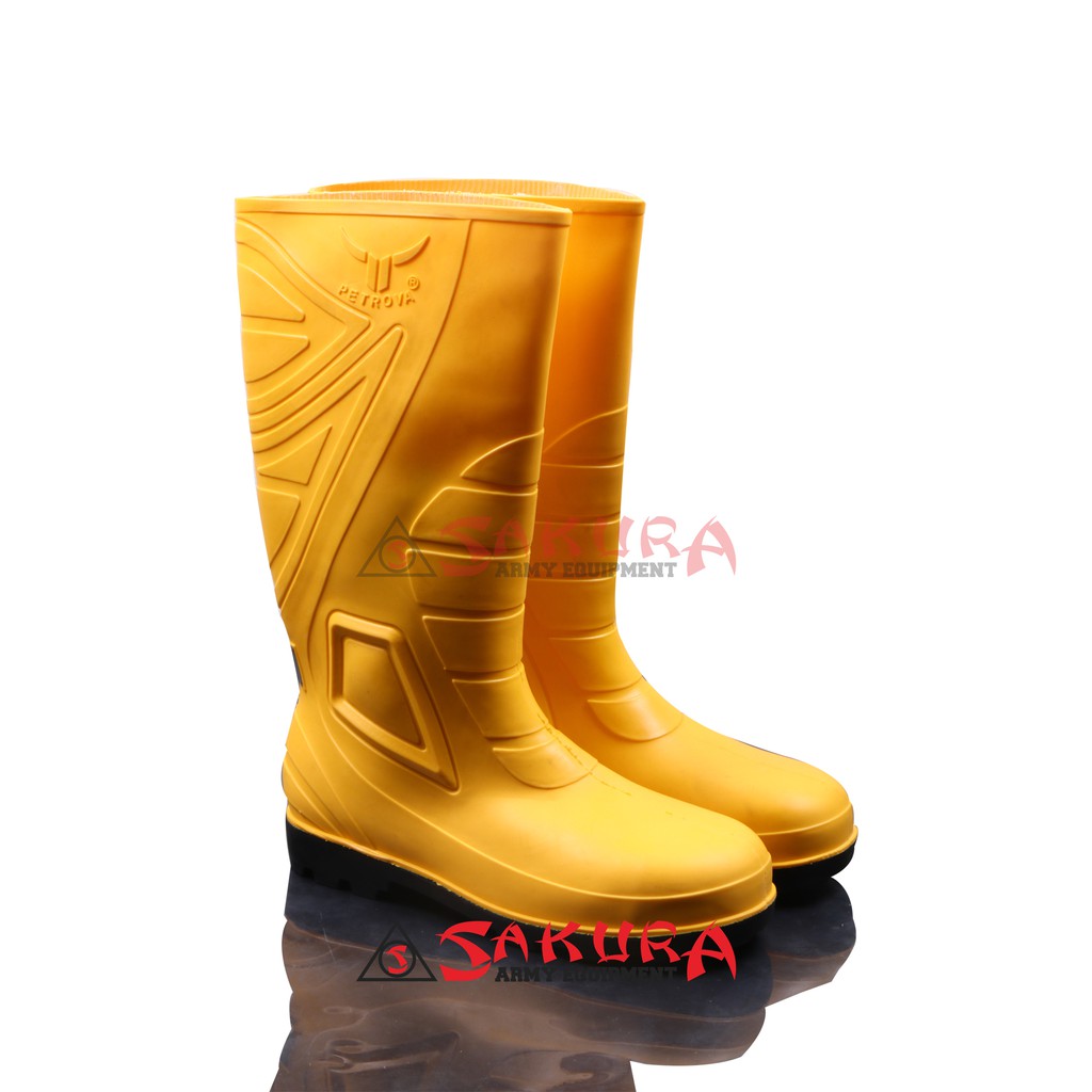 Sepatu Boots Safety Besi Proyek Petrova Kuning Tinggi